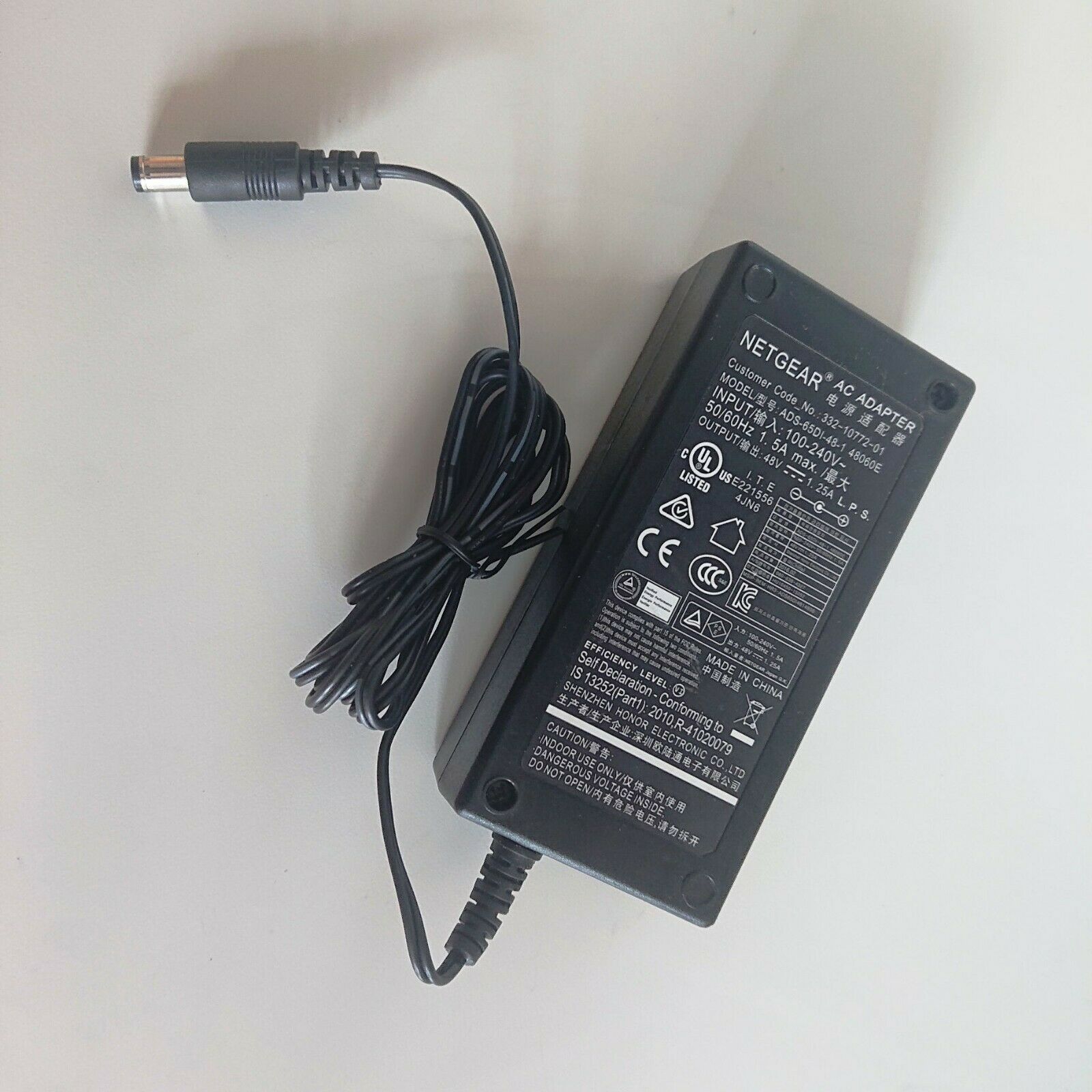 New 48V 1.25A 60W Netgear 332-10772-01 AC Power Adapter Charger ADS-65DI-48-1 48060E POWER SUPPLY - Click Image to Close